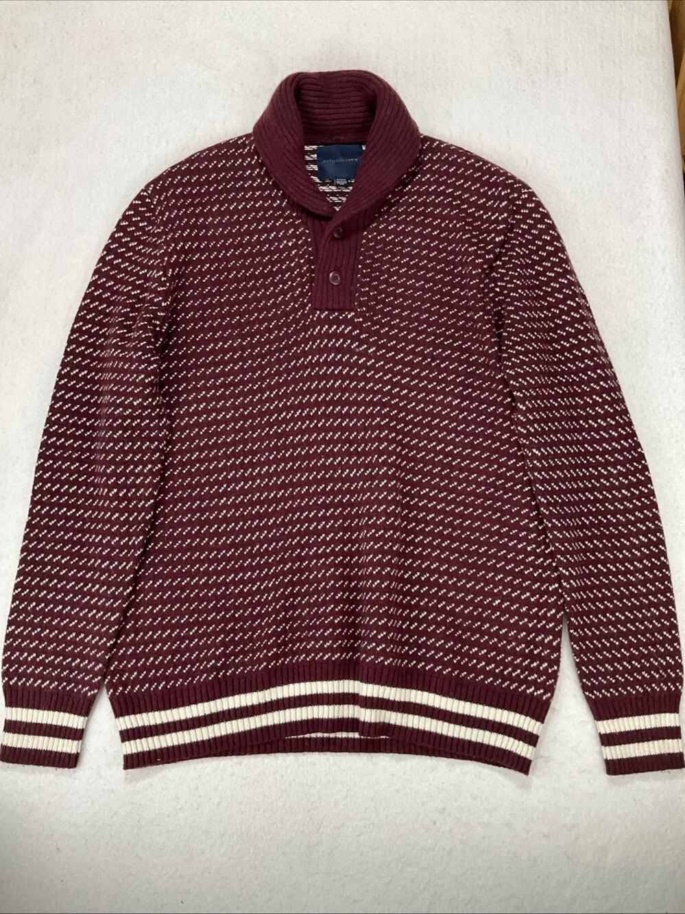 American Eagle Mens Wool Blend Sweater Henley Chunky Knit Pullover Academia XL